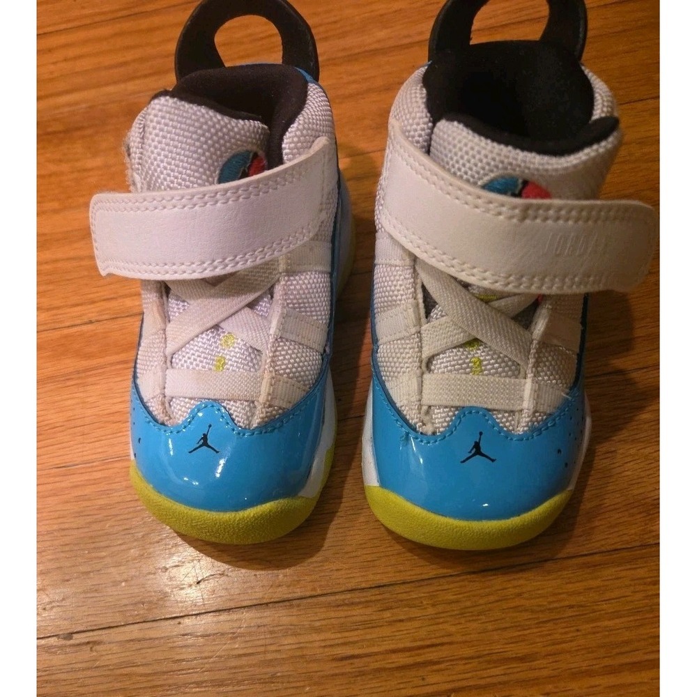 Nike Jordan 6 Rings White/Light Blue Fury-Cyber TD Toddler Size 5C - Picture 2 of 15